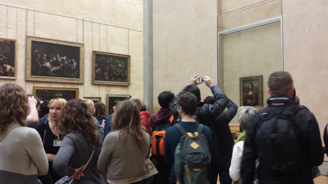 Museum visitors at the Louvre