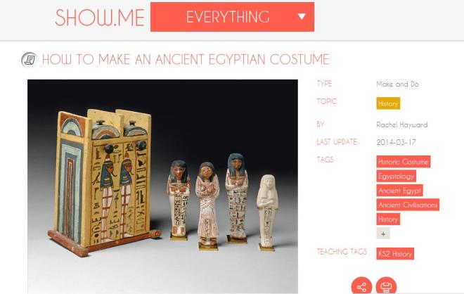 screen shot showing some shabti andf the title how to make an egyptian costume